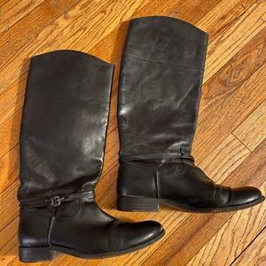 Frye Black Melissa Seam Tall Leather Boots